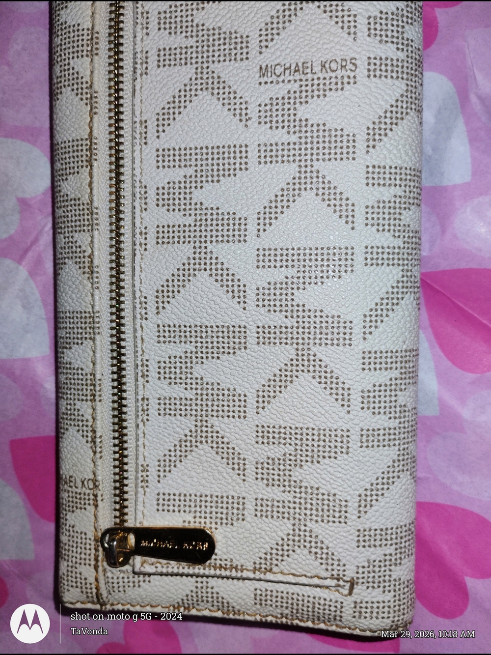 Michael Kors Cream Logo Crossbody Bag with Gold Plaque - Picture 6 of 6